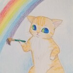 虹を架けて【ハガキサイズ原画イラスト】