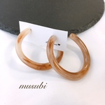 ブラウンフープピアス / 大ぶりピアス   大人カラー