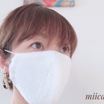 再販×3＊夏用立体マスク&マスクケースセット　大人用　レース×さらさら