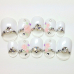 RUNA♪ベリショホワイトフレンチピンク薔薇ネイルチップ
