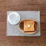 【小】ランチョンマット★綿麻ストライプ　ナチュラル×グレー【受注生産・たて26㎝以内×よこ40㎝以内でしたらサイズ変更可】