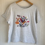 【送料無料】レディースTシャツ/手染め紅型のアカショウビンとデイゴなど。