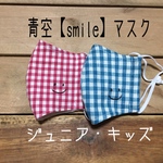 青空【smile】マスク　刺繍   ますく　子供　夏マスク