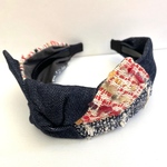 LINTON TWEED♡大人のためのデニム♡結びリボンカチューシャ♡幅広