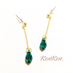 tear drop pierce／earring＊エメラルド＊ゴールド