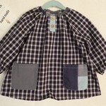 march★長袖★スモック★遊び着★青★タータンチェック★青系★ 100