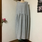 再販　リネン　  ギンガム  ワンピース💕お値下げ💕