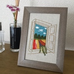 窓から見える景色⌘刺繍⌘ファブリックパネル