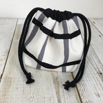 ミニ巾着　モノトーン格子柄