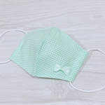 立体マスク　ギンガムチェック　ミントグリーン　夏　子供　キッズサイズ