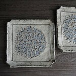 みぞれ釉紫陽花角皿