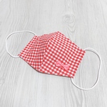 マスク　子供　ギンガムチェック　赤色　夏