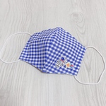 立体マスク　子供　ギンガムチェック　ブルー　宇宙柄　夏
