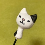 ねこけしピック付きリメイク鉢＊ぶち