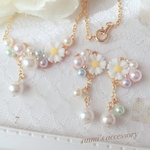 【7】箱発送 お花 デイジー ブーケ ♡ピアス*ネックレス