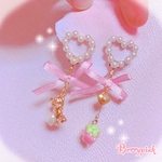 Berrypink♡くまさんと苺のハートパールピアス♡