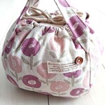 『Colon●巾着bag 』(大)■北欧テイスト／stamp flower(グレイッシュピンク)