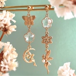 夏の妖精のアシンメトリーピアス  -clear crystal-