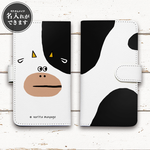 全機種対応 手帳型 スマホケース【nt2-2】うし イラスト iphone Xperia Galaxy AQUOS Google Pixel ARROWS HUAWEI Android One