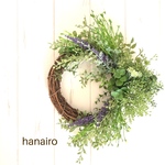 【再販3】玄関.お部屋のインテリア♪ラベンダーとグリーンの三日月リース20cm