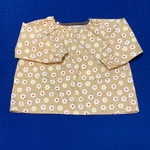 スモック　100cm対応　　　カフェオレ色×お花柄