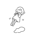 浮かぶ女の子イラストTシャツ