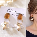 【EIMI】クリアブラウン×ウッドクリアゴールド2way＊ ピアス/イヤリング