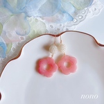 つぶつぶパールとマーブルピンクフラワーピアス(イヤリング)/サージカルステンレス nonoacs