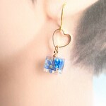 お花のキューブ勿忘草とかすみ草🌼イヤリング/ピアス