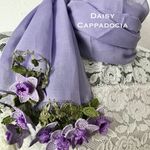 立体刺繍の花つき　コットンストール　ラベンダー