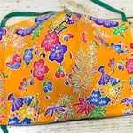 ハンドメイド　布　マスク　立体【紅型：オレンジ】M229