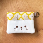 シンプルで、ふんわり軽量！ねこさんのパスケース・カードケース （イエロー）