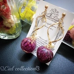  【purple】千日紅ballツイストピアス、イヤリング🌸