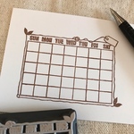 葉っぱの書き込みミニカレンダーはんこ★送料無料