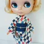 ブライス 浴衣 リカちゃん 浴衣 きなり 矢絣 紺帯