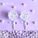再販×5「 雫の花 」イヤリング/ピアス  *花・クリスタル・クリア・透明・パール・ドロップ・チェコビーズ*