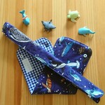 お名前タグつき 水筒ベルトカバー【海の生き物】ネイビー