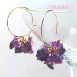 【ラベンダー】天然石　K16GP　フープピアス　ハンドメイド