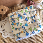 8重ガーゼハンカチ★ガーランド＆サックスドット／ブルー系　男の子