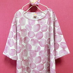 水彩風 大きな水玉 ゆったりワンピース ワイン