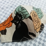 オレンジ薔薇の猫マスク♪2枚重ね（大人用）