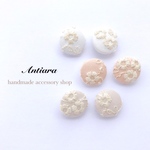 【送料無料】お花刺繍ボタンヘアゴム♡