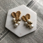 ハートラタンパールピアス／イヤリング