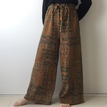 着物リメイク ワイドパンツ 更紗風
