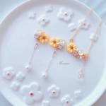 《SWAROVSKI》向日葵×ビジュー 2点セット♡ピアスorイヤリング♡ネックレス（ニッケルフリー）