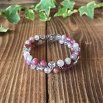 天然石ビーズのマクラメブレスレット(ピンクトルマリンシリカ)