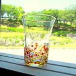 琉球ガラス つぶつぶひとくちグラス＊赤と黄色