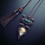 green jasper × maligano jasper / macrame amulet 　#マクラメネックレス＃