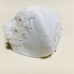 送料無料【お花 パール】立体マスク 白マスク