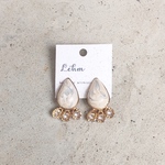 大理石風ストーンとビジューのイヤリング